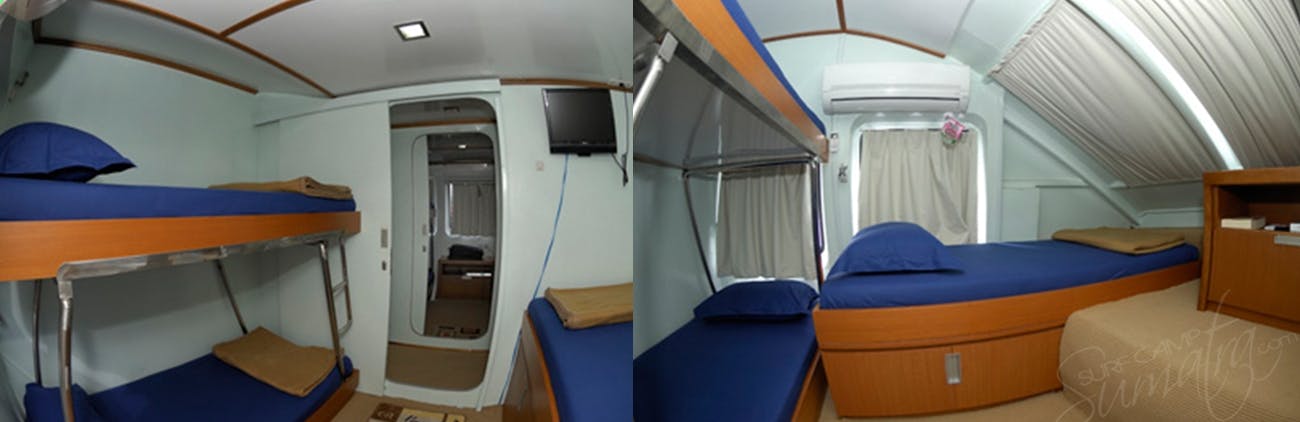 Triple ac cabins include private TV and DVD player in each room