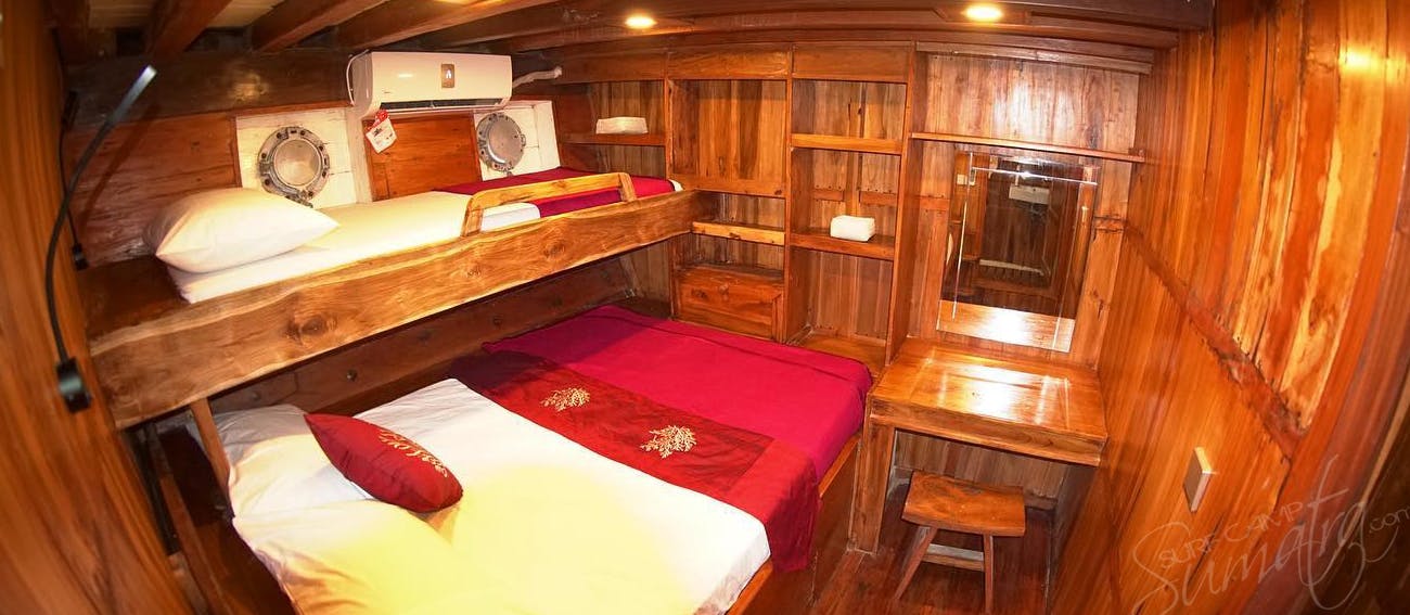 Room 3 with a double bed & a single bunk bed