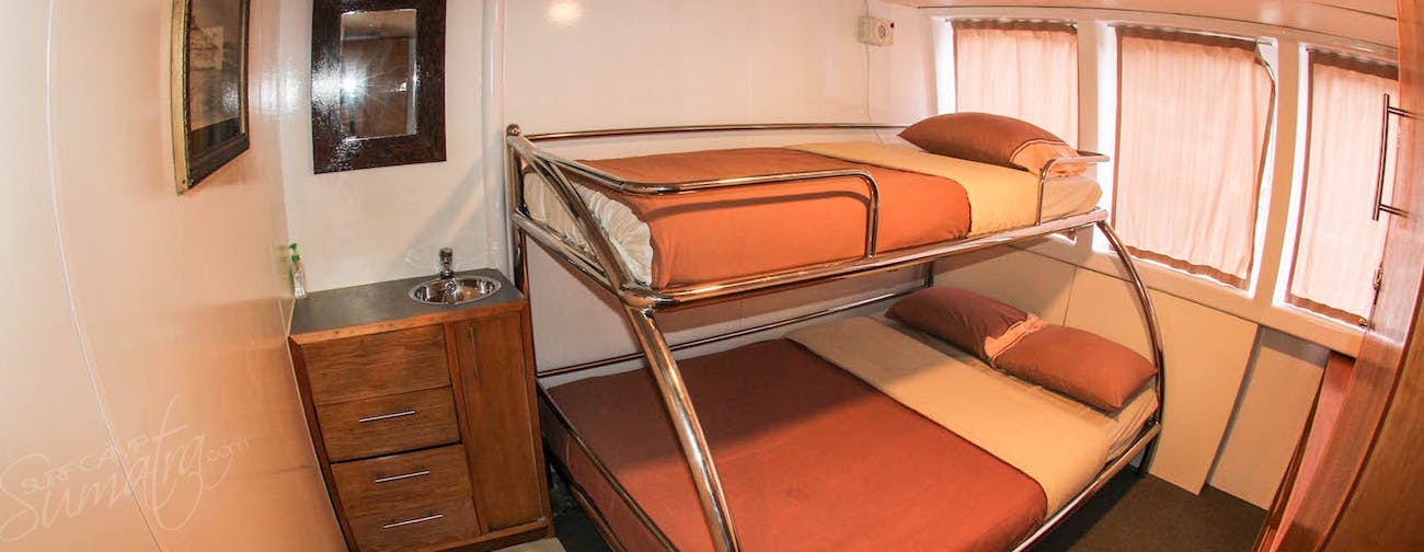 Double bed and single bunk